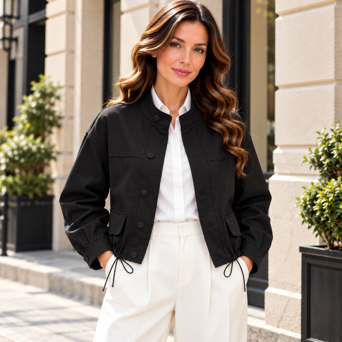 Tessa Stand Collar Cropped Jacket