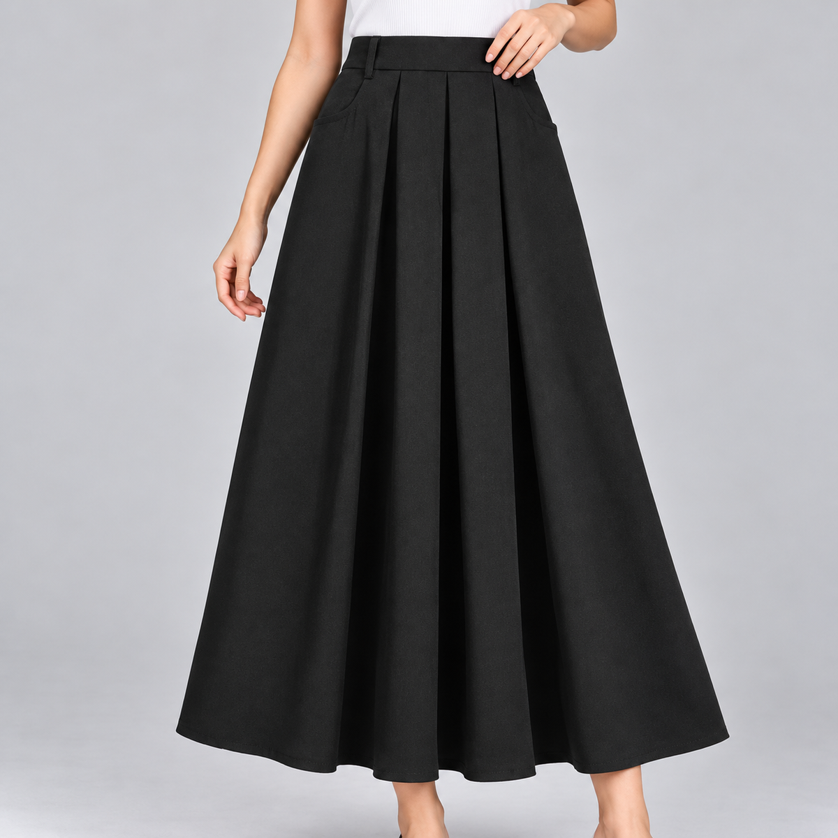 Valentina Pleated A-Line Midi Skirt