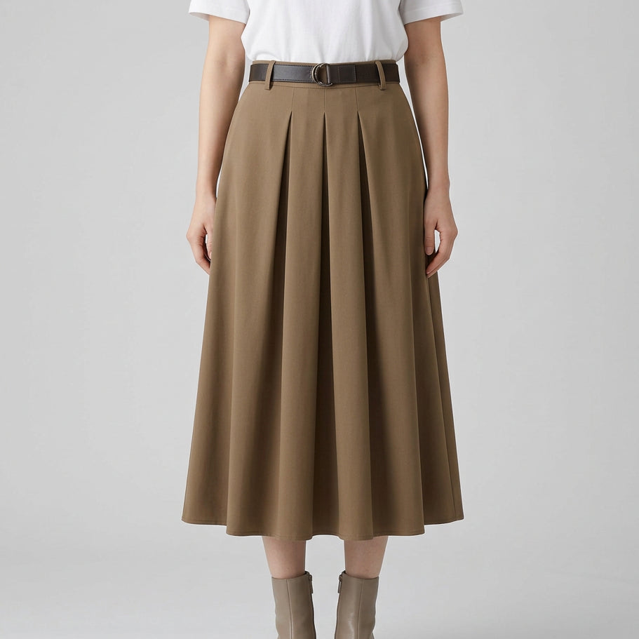 Marisol Pleated A-Line Midi Skirt