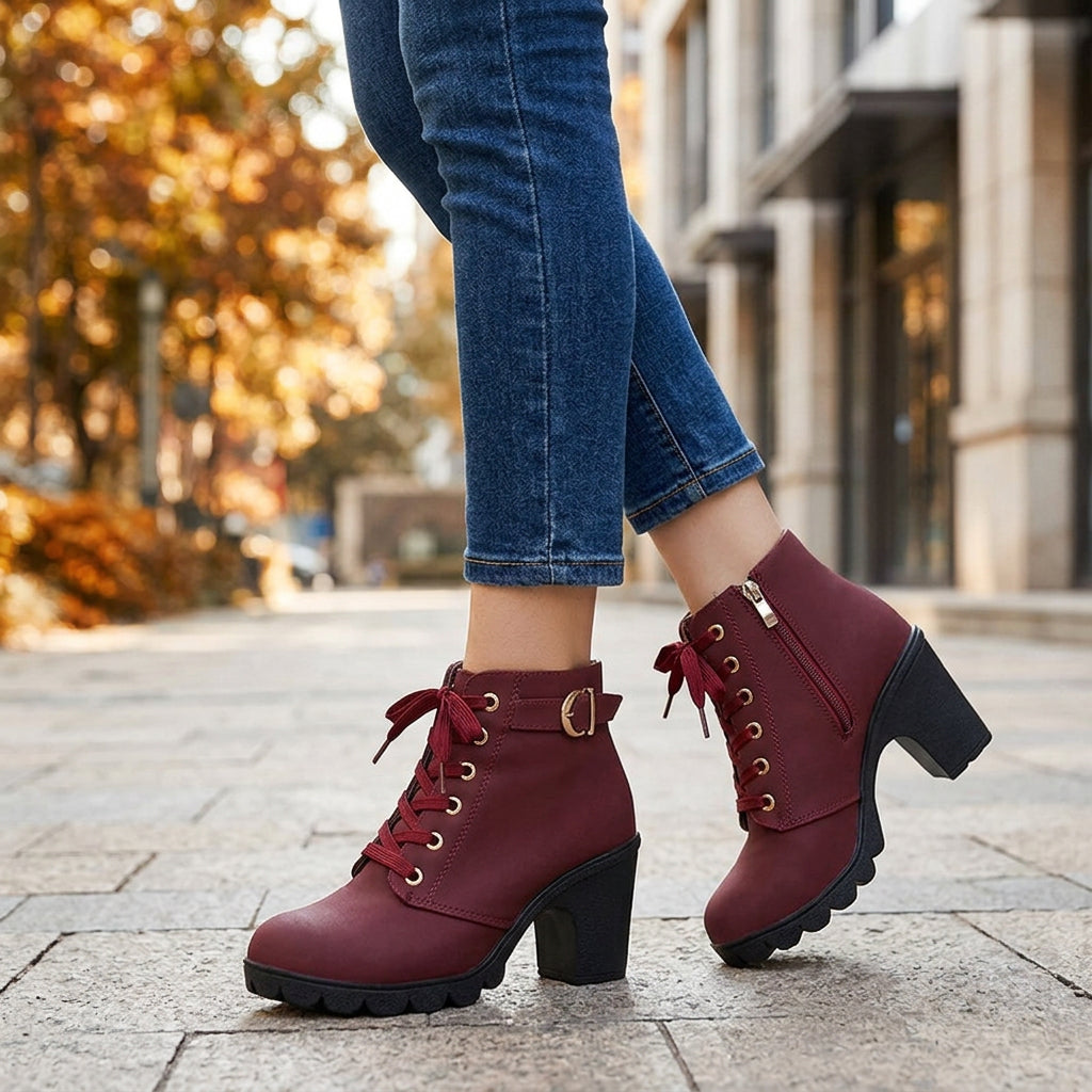 Marlowe Lace-Up Block Heel Ankle Boots