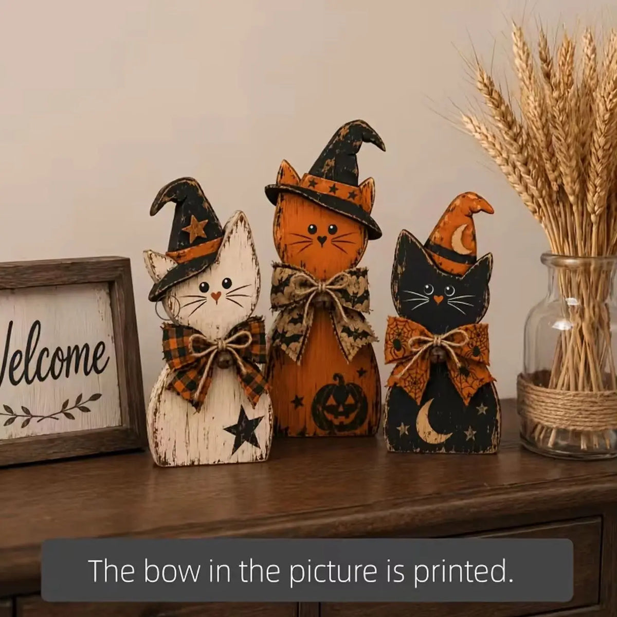 Rustic Halloween Cat Trio