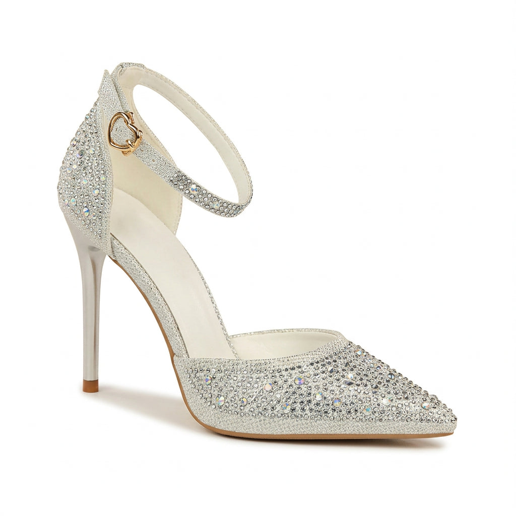 Celeste Rhinestone Ankle-Strap Pumps