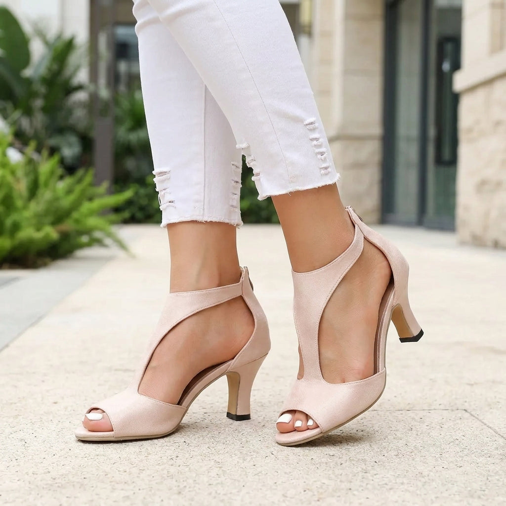 Sienna Peep-Toe T-Strap Heels