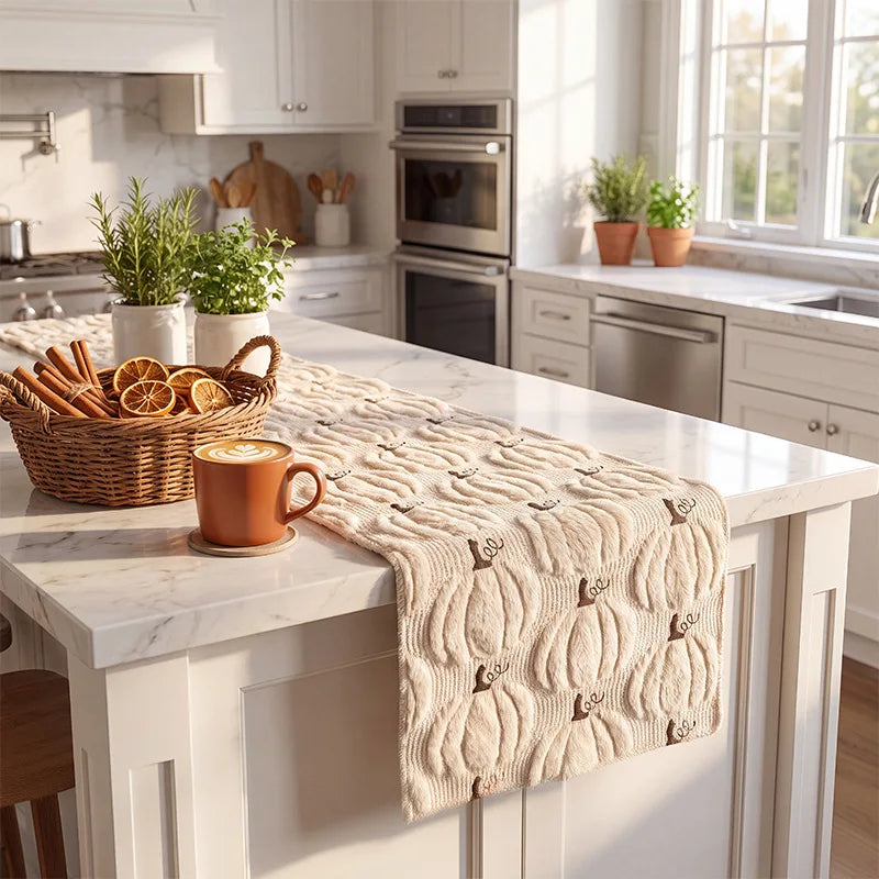 Harvest Pumpkin Plush Table Runner