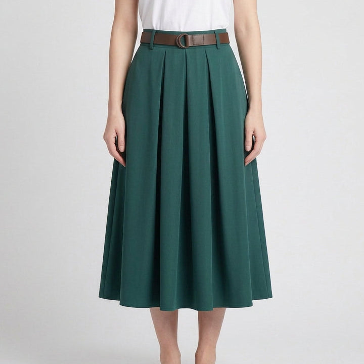 Marisol Pleated A-Line Midi Skirt