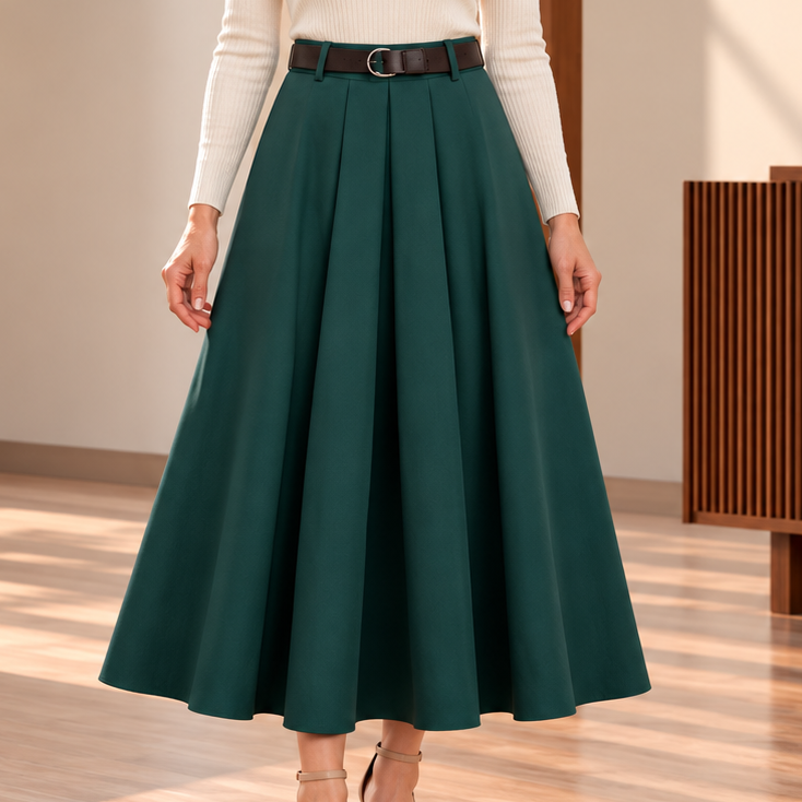 Marisol Pleated A-Line Midi Skirt