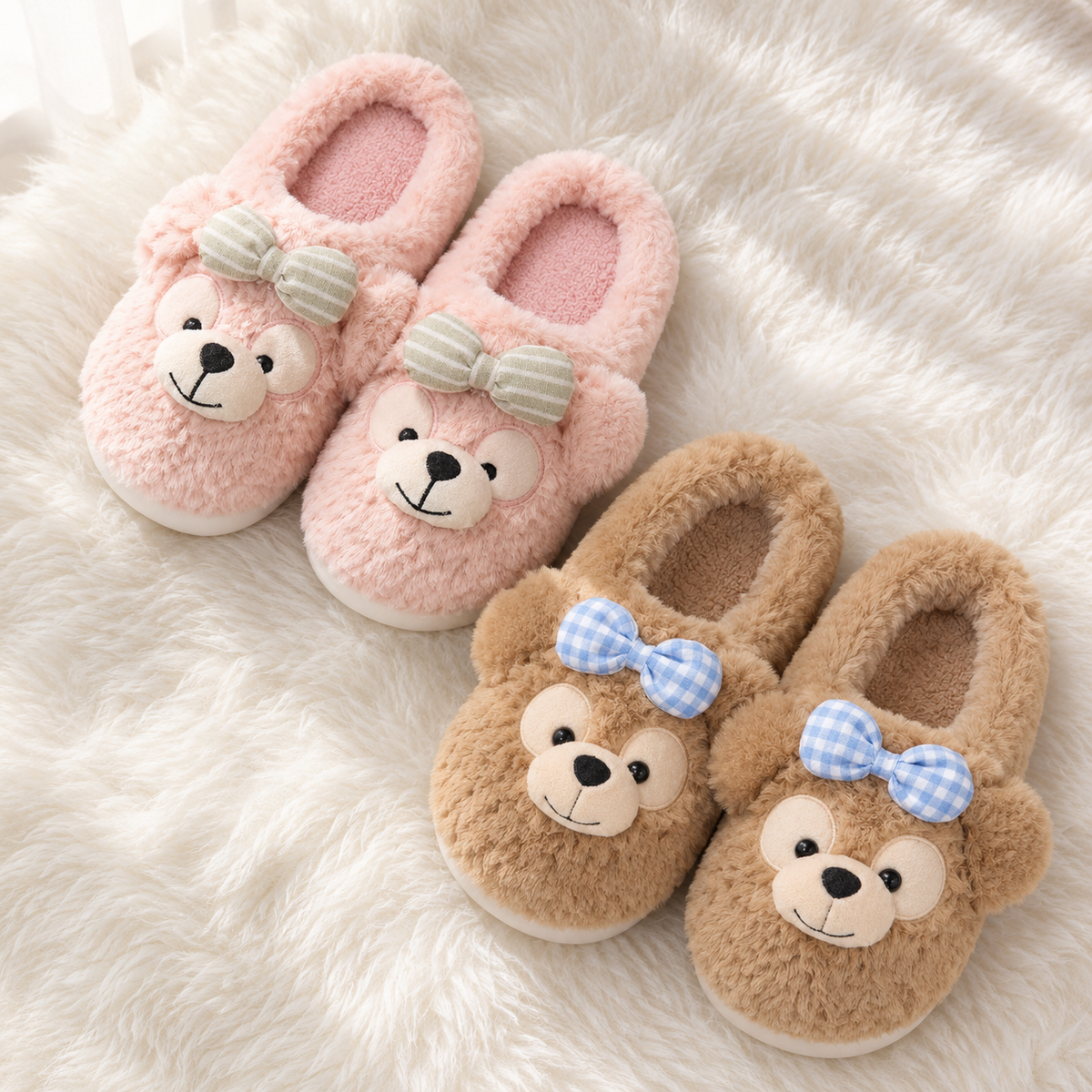 Hazel Plush Bear Slippers