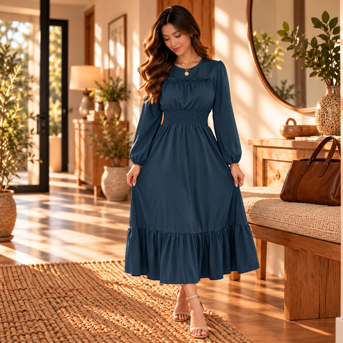 Ophelia Smocked Midi Dress