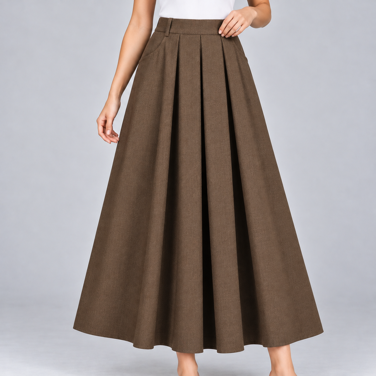 Valentina Pleated A-Line Midi Skirt