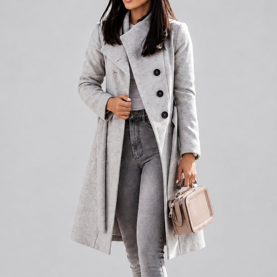 LuxeCamel Double-Breasted Wool-Style Coat