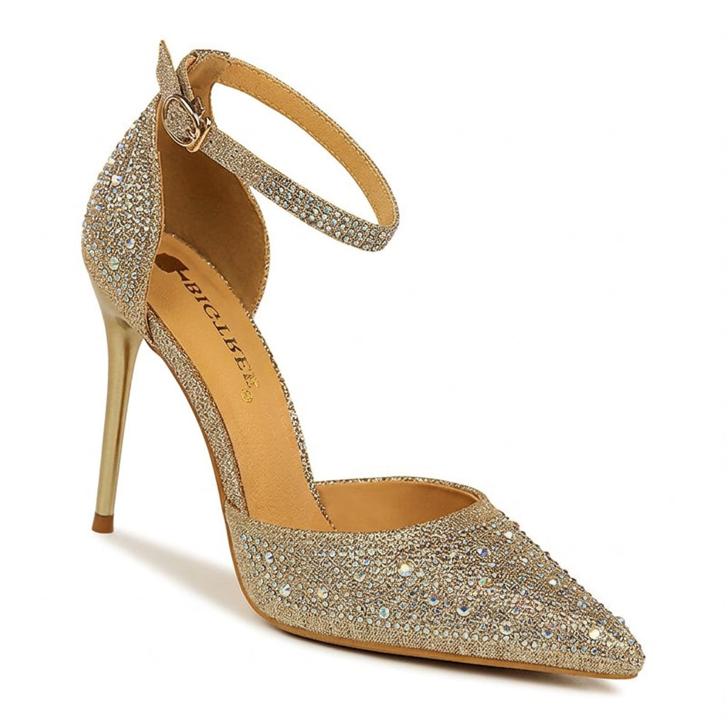 Celeste Rhinestone Ankle-Strap Pumps