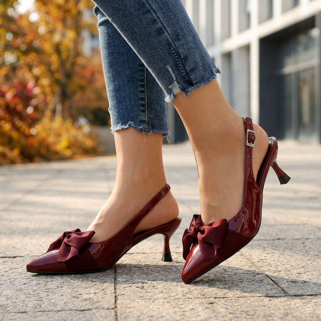 Odette Bow-Detail Slingback Heels