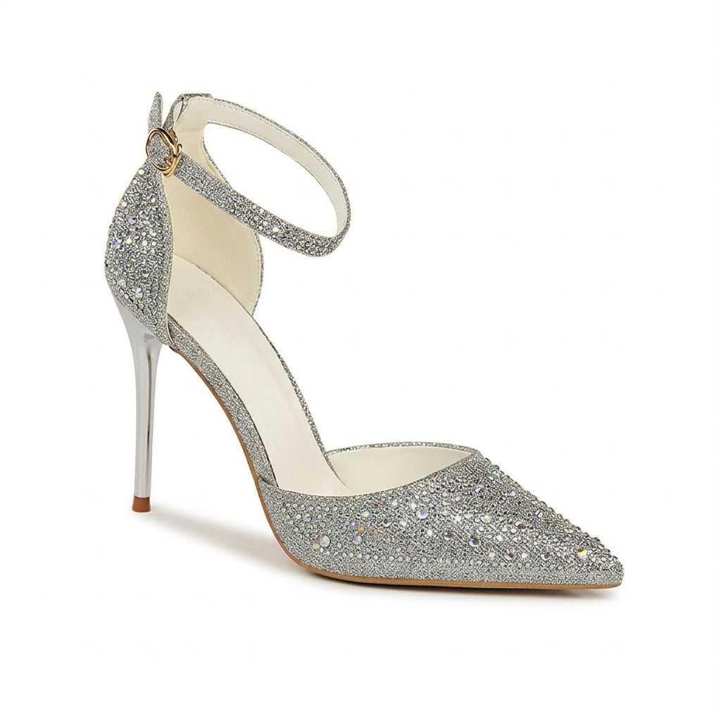 Celeste Rhinestone Ankle-Strap Pumps