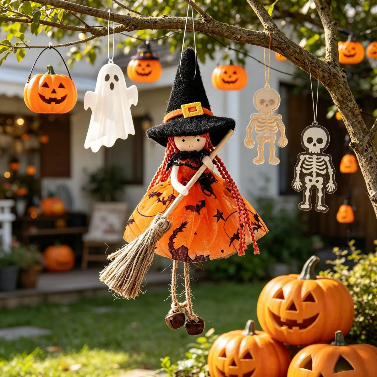 Enchanted Witch & Ghost Halloween Ornaments