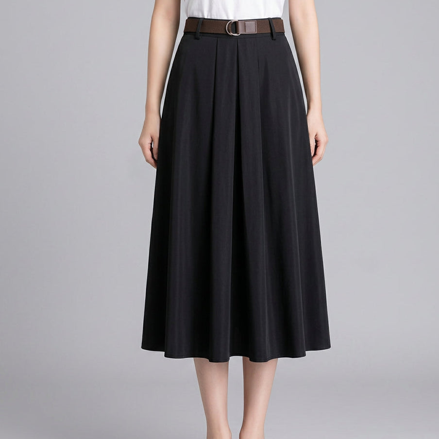 Marisol Pleated A-Line Midi Skirt