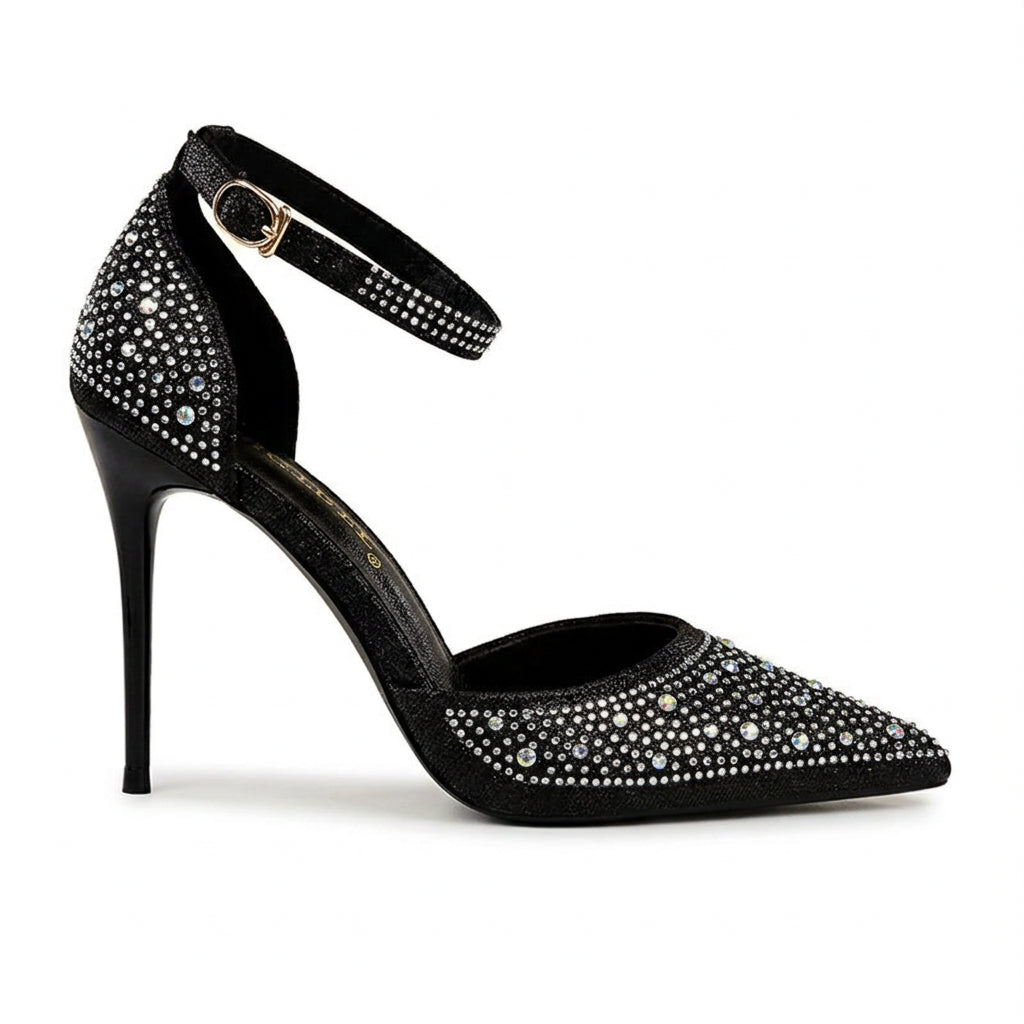 Celeste Rhinestone Ankle-Strap Pumps