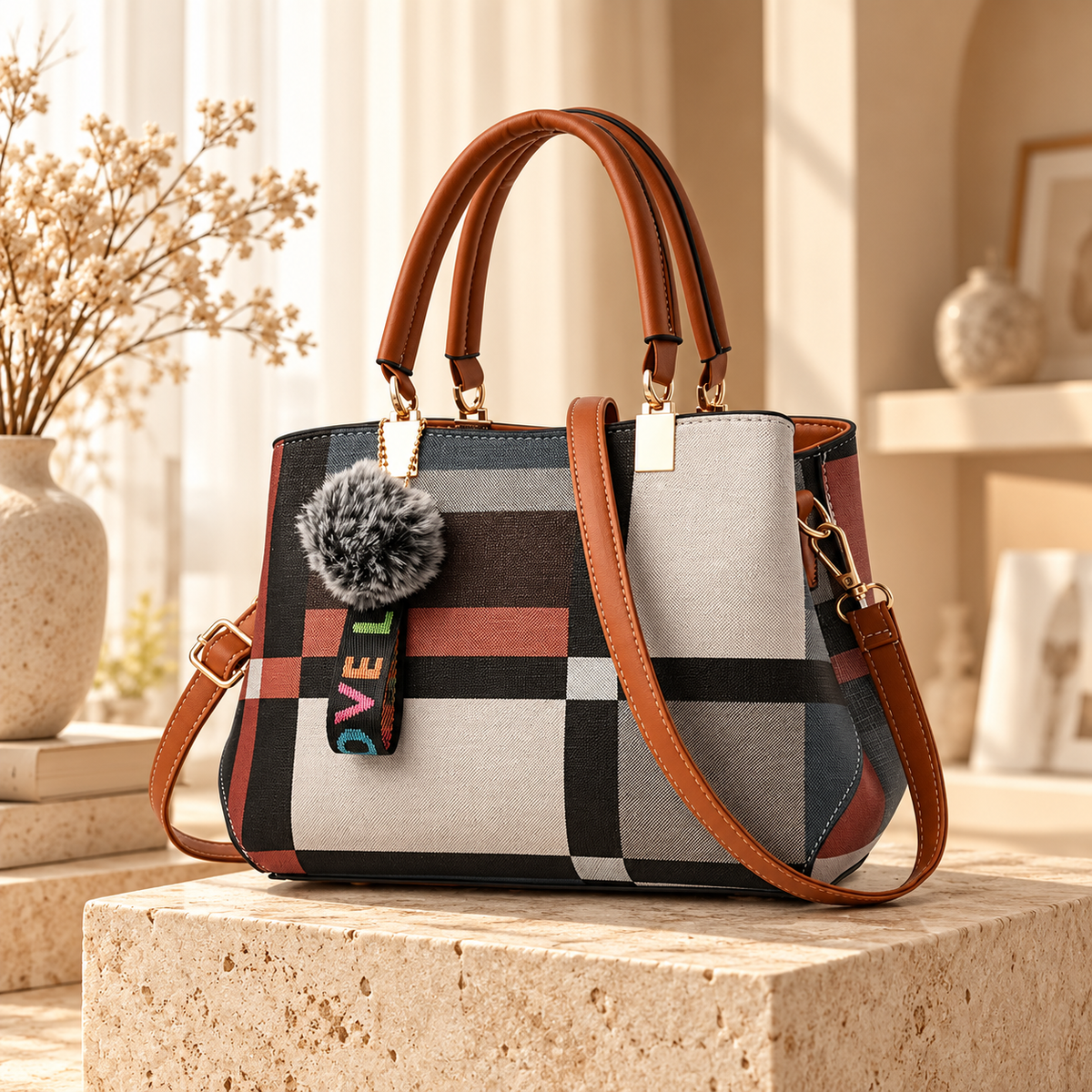 Vellora Luxe Colorblock Tote Bag