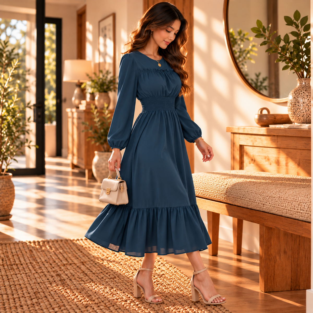 Ophelia Smocked Midi Dress