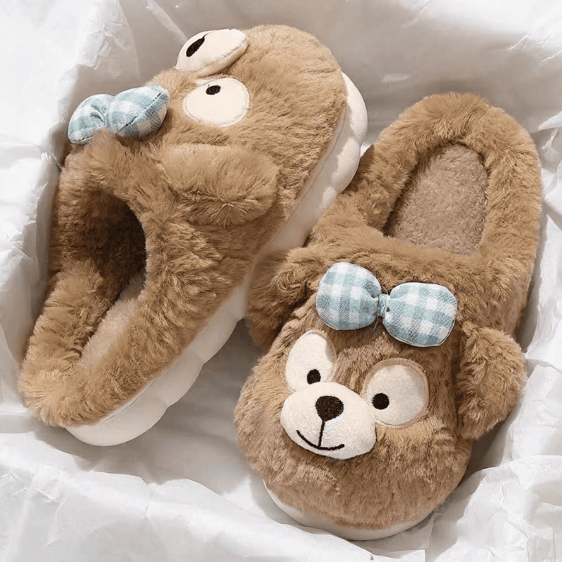 Hazel Plush Bear Slippers