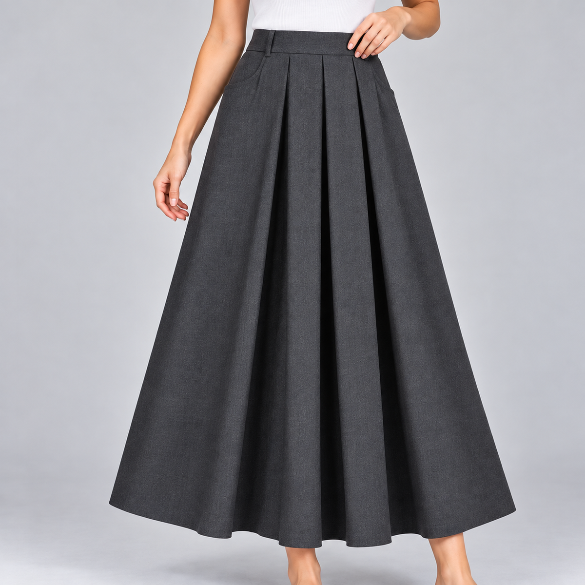 Valentina Pleated A-Line Midi Skirt