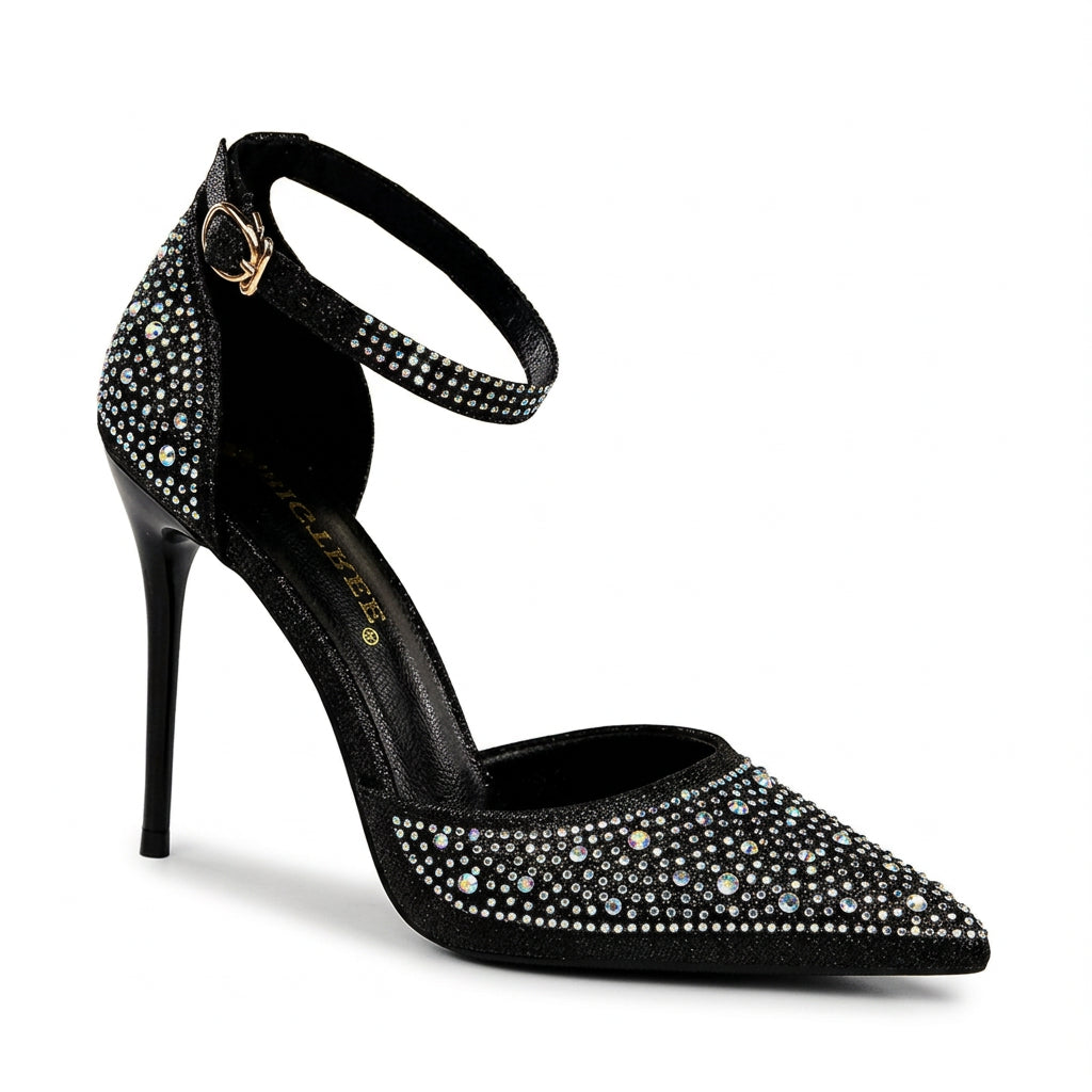 Celeste Rhinestone Ankle-Strap Pumps