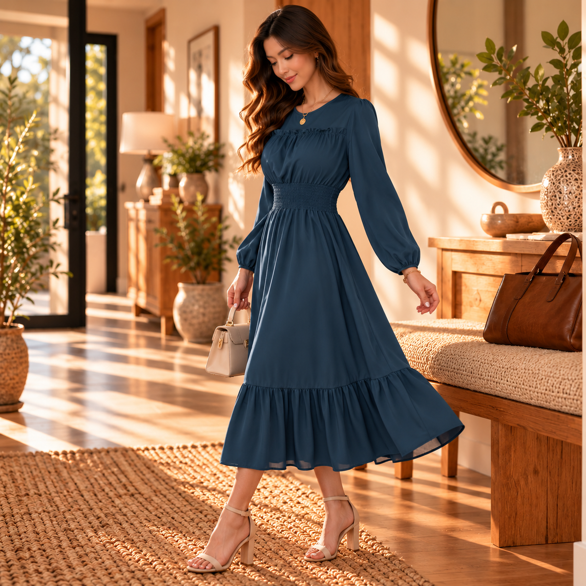 Ophelia Smocked Midi Dress